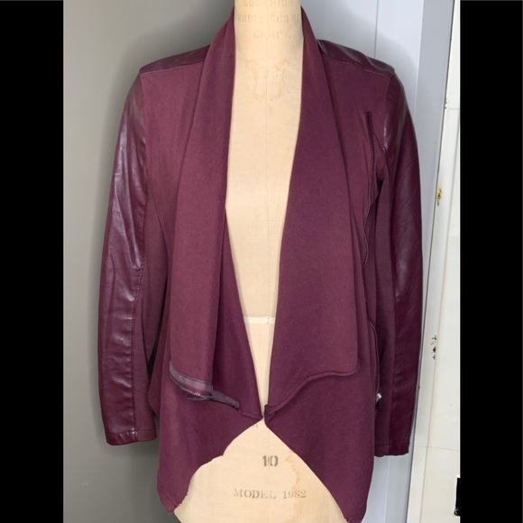 Blank NYC Oxblood Vegan Leather Drape Jacket sz M - Picture 5 of 10